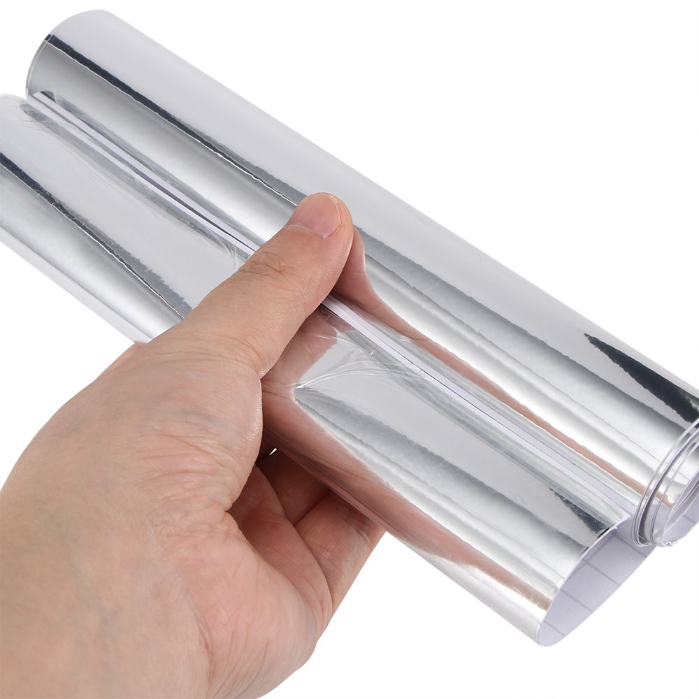 Adhesive PVC Glossy Mirror Chrome Silver Vinyl Tape Car Wrap Film Bubble Free