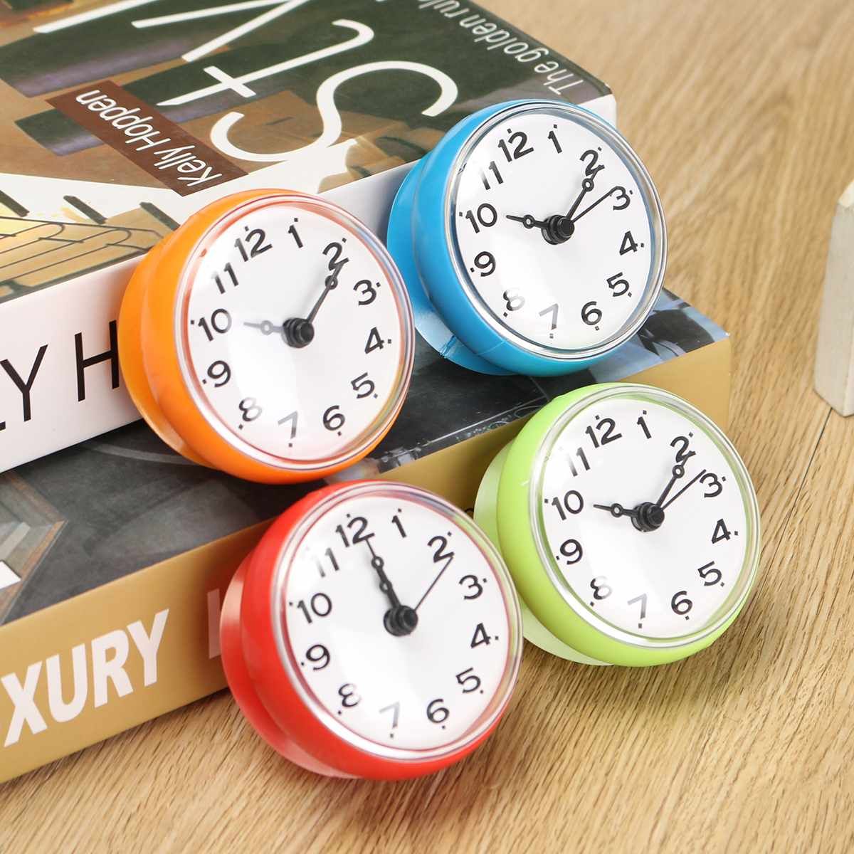 Waterproof Shower Wall Mini Clock Kitchen Bathroom Bath Watch Suction