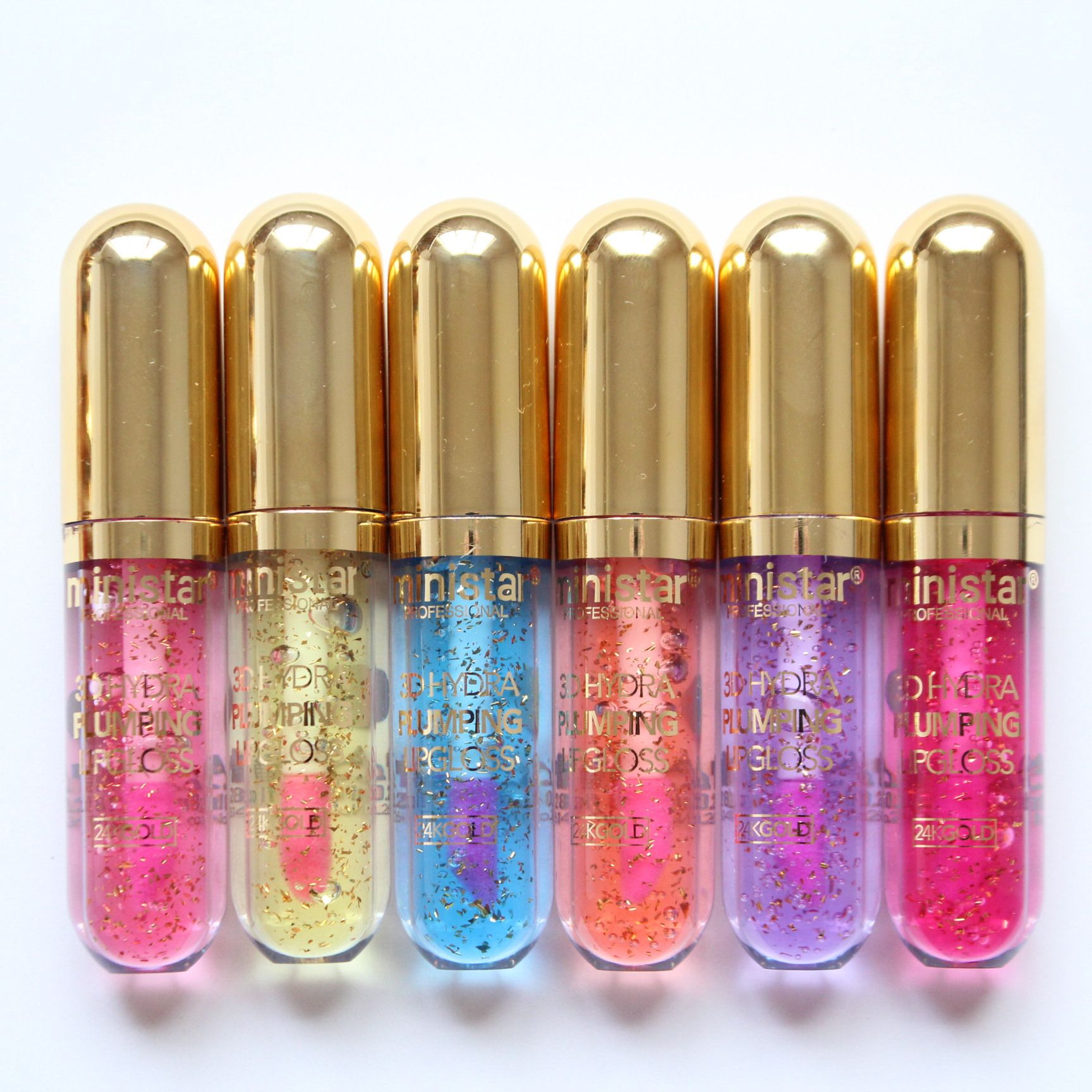 Ministar Glitter Lip Plumper Gloss 24K Golden Sequins 3D Hydra Plumping