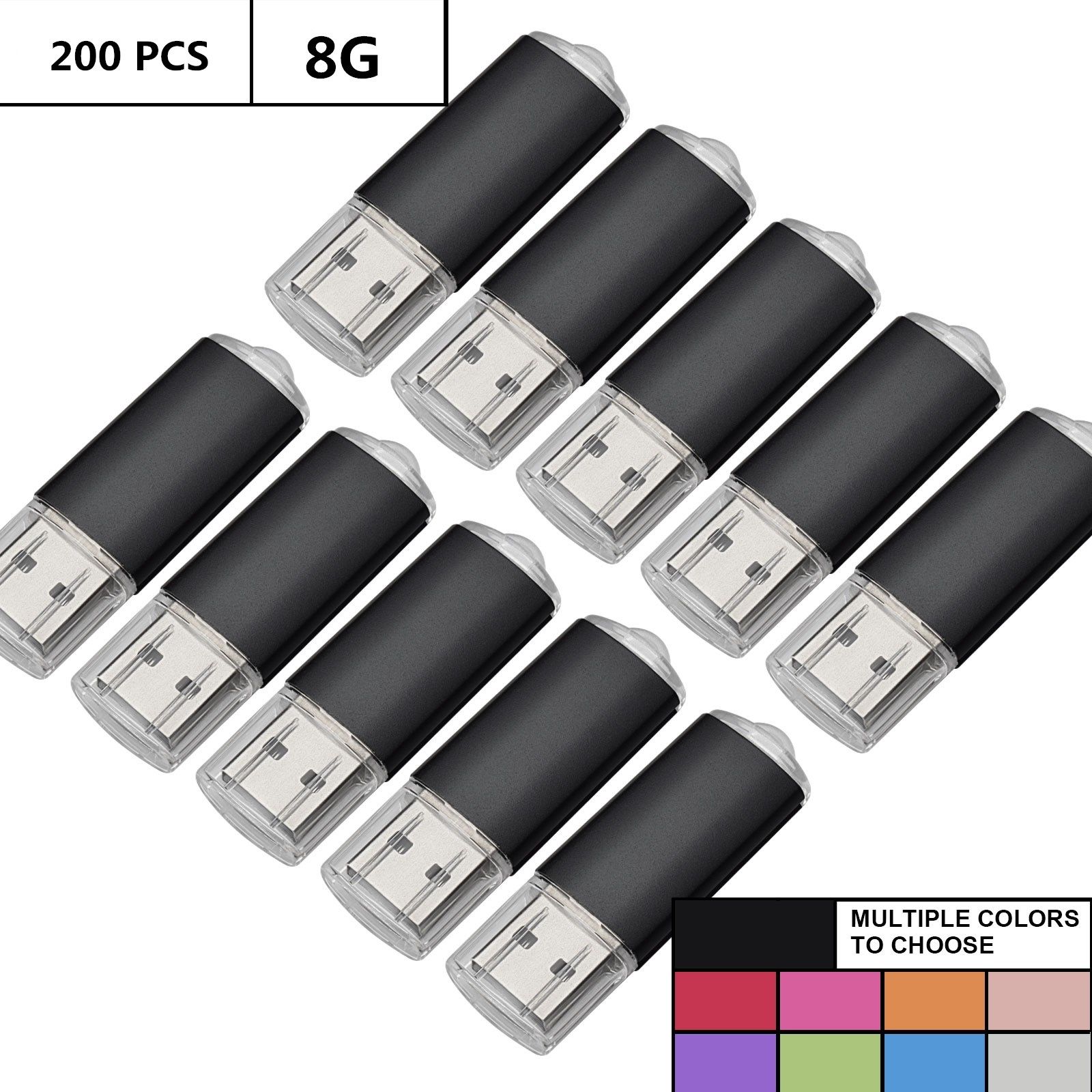 Black Bulk 8GB USB 2.0 Flash Drive Rectangle Thumb Pen Drives Flash Memory Stick Storage For