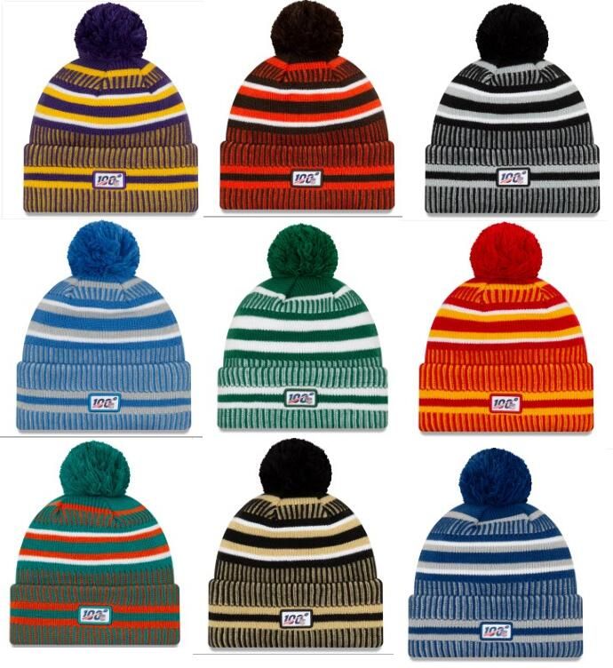 2019 New Sideline Beanies Hats American Football 32 Teams Sports Winter
