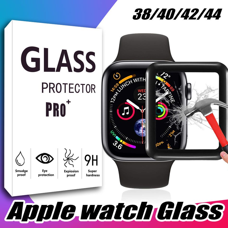 3D Tempered Glass Full Glue For Apple Watch 44mm 42mm 40mm 38mm Full
