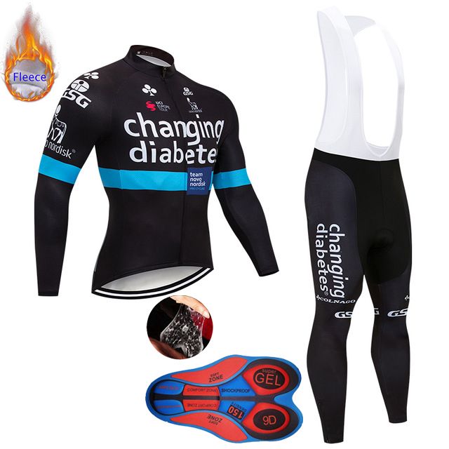 Winter Cycling Jersey Set 2019 Men/'s Thermal Fleece bike clothing bib pants kit