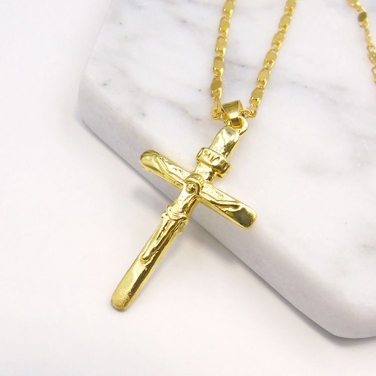 925 Sterling Argent Crucifix Cross Charme avec Jésus Collier Pendentif 18/" Chaîne