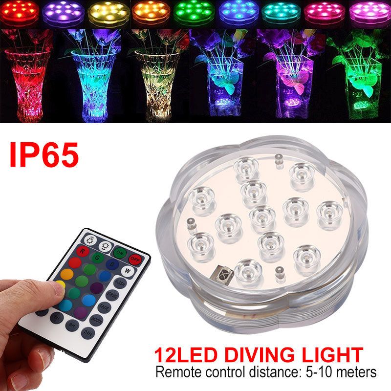 2019 Rgb Submersible Light 12 Led Remote Controlled Battery Operated 2019 Rgb Submersible Light 12 Led Remote Controlled Battery Operated Underwater Night Lamp Vase Bowl Outdoor Garden Party Decoration From Amosty