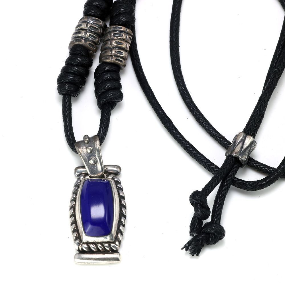 Real Pure 925 Sterling Silver Lapis Pendant Rope Chain Necklace For Men And Women Retro Vintage Punk Jewelry With Natural Stones