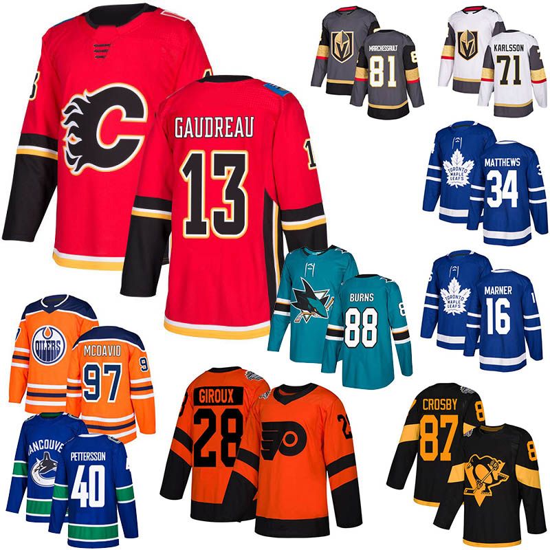 2020 Calgary Jerseys Flames 16 Marner 34 Matthews 13 Gaudreau 97 McDavid 28 Giroux 87 Crosby 71 