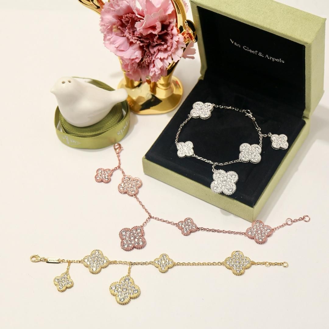 2020 Fashion Four Leaf Clover Silver Size 5 Flower