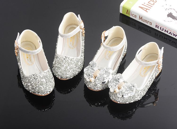 Lovely Silver Bow Flower Girls' Shoes Kids' Shoes Girl'S Wedding Shoes