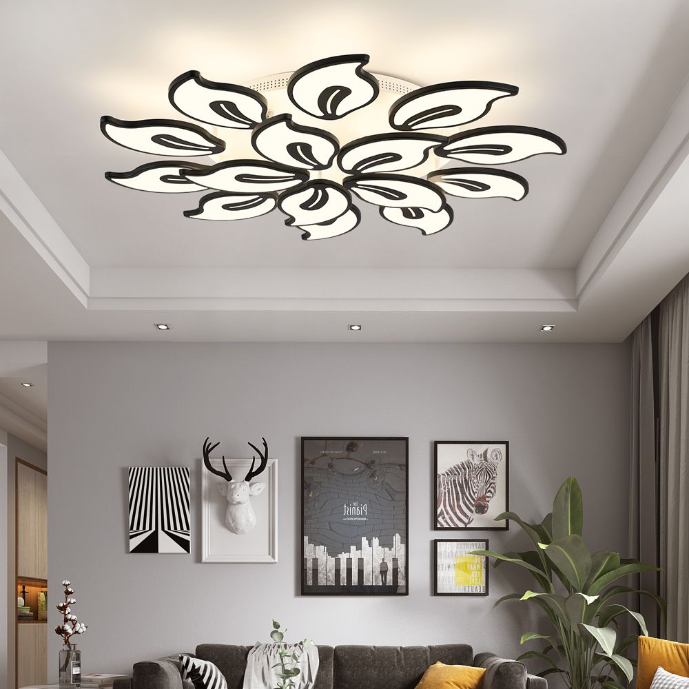 2019 Weiß Acryl Moderne Led Kronleuchter Für Wohnzimmer Schlafzimmer Led Lüster Große Decke Kronleuchter Leuchten Ac85 260v