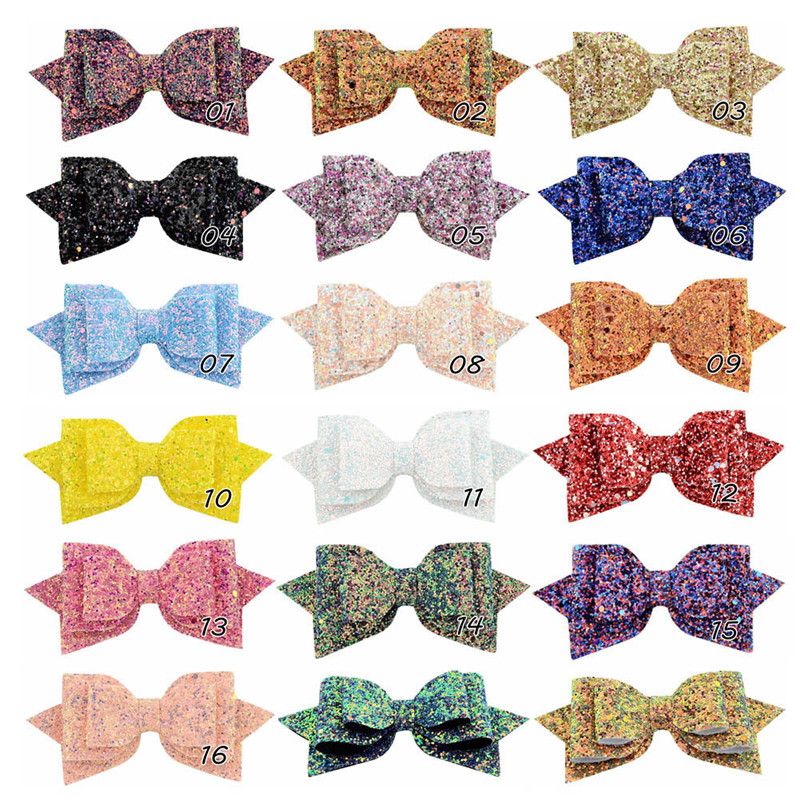 Cute Kids Girls Baby Glitter Shiny Sequin Bowknot Hair Clip Hair Bow Hairpin