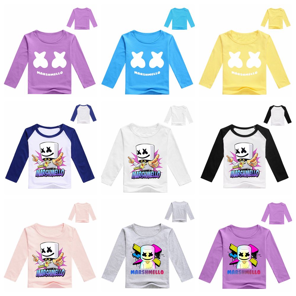 2019 31 Styles Dj Marshmello Kids T Shirt Long Sleeves Music Tee - 2019 31 styles dj marshmello kids t shirt long sleeves music tee shirt tops round neck cartoon printed t shirt home casual clothes ffa1704 from