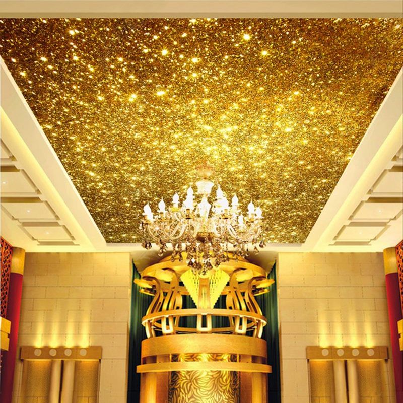 Dropship Custom Golden 3D Ceiling Murals Wallpaper Gold Particles