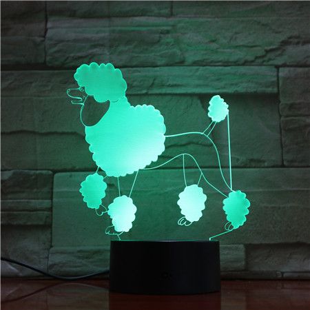 Led Langer 3d Kit Salle Enfant Lampe Chevet Décorative Chien De 7 Bébé Illusion Caniche À Veilleuse Table 7gf6yb