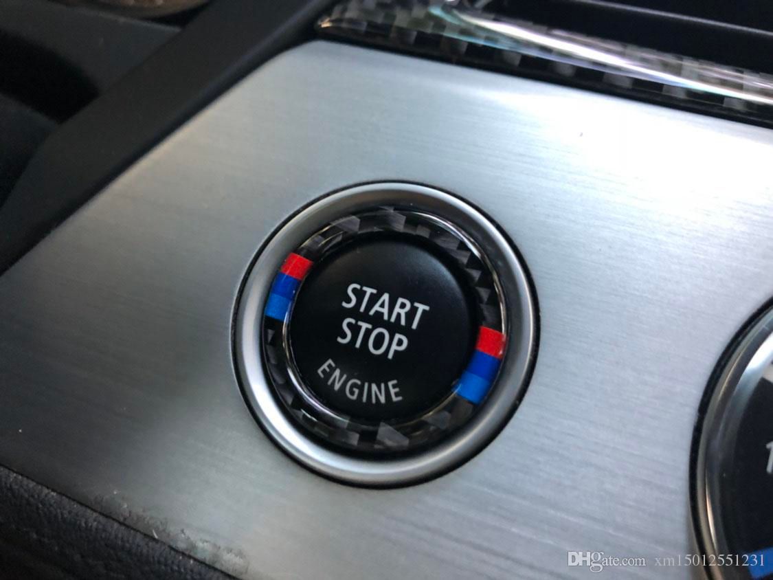 BMW E90 E92 F30 Carbon Fiber Car Engine Start Stop Ignition Key Ring M Sport