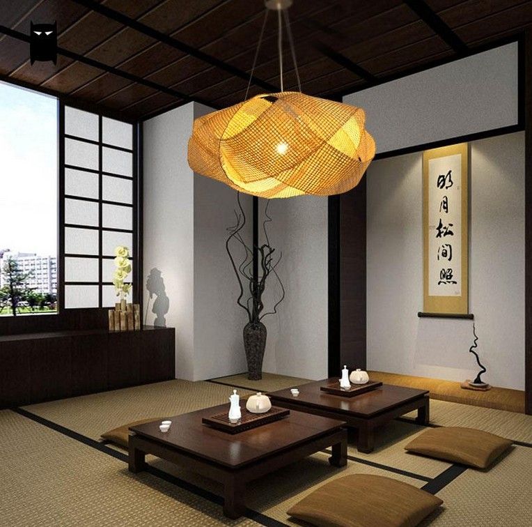 Bamboo Wicker Rattan Cloud Shade Pendant Light Fixture Japanese Tatami Hanging Ceiling Lamp Plafon Re Avize Luminaria Design Llfa