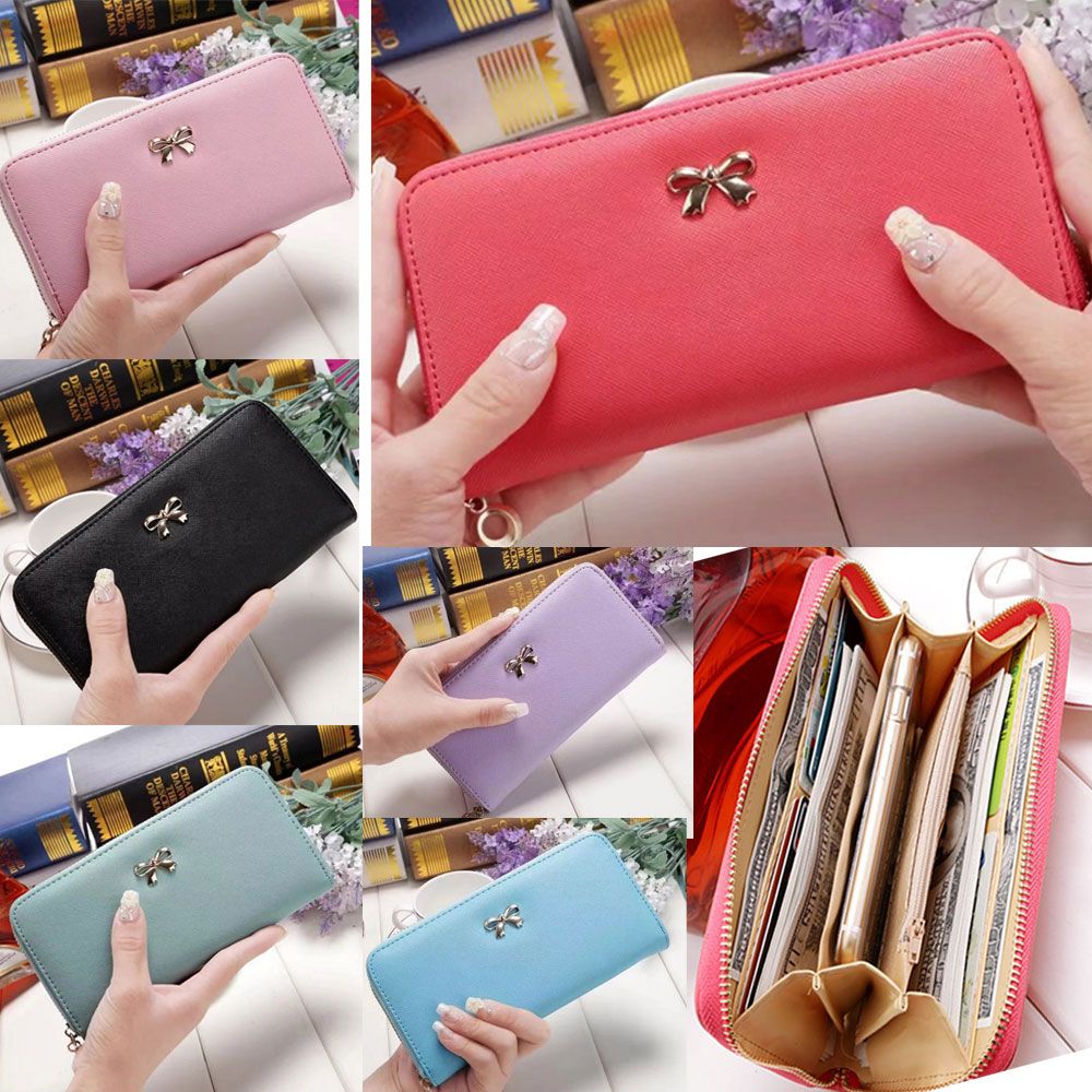 Women Lady Fashion Leather Zip Purse Clutch Wallet Card Holder Case Coin Handbag