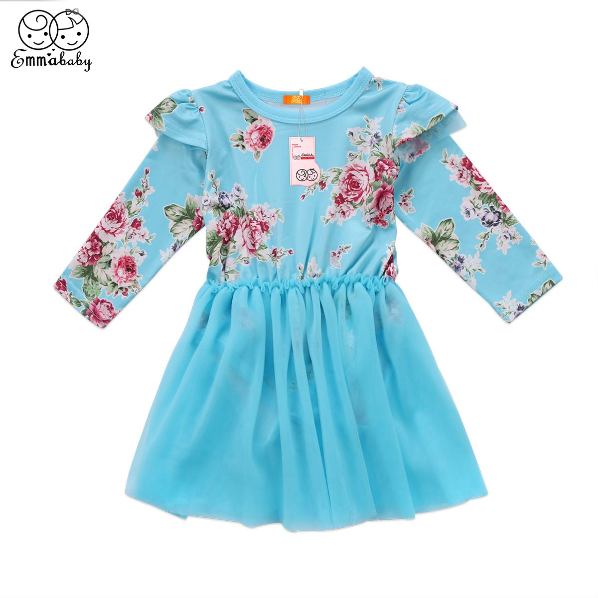 baby girl blue floral dress