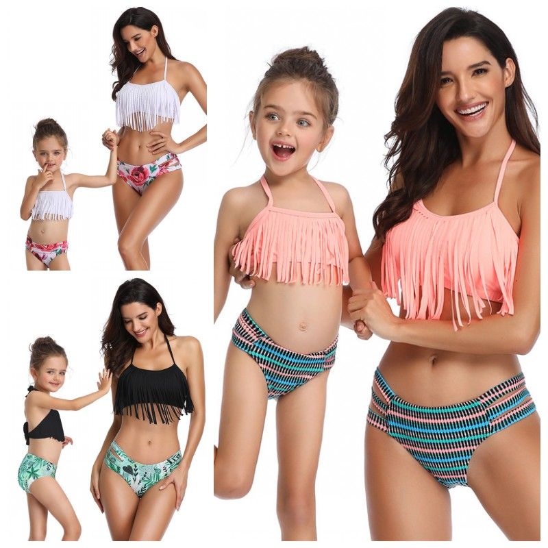 Tops Suspenders Kids Swimsuit Bikinis Tassels Triangle Suit Swimwear Pants 8t 3colors 2pcs Bathing Girls Beach Q215 Backless 2 67bfyg