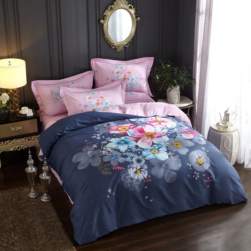 Beautiful Flowers Bedding Set Queen King Size Bedsheets Duvet Covers Brushed Cotton Printed Home Textiles For Winter
