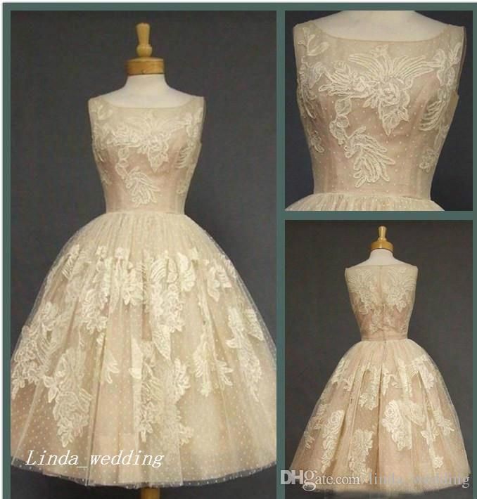 Retro 1950 s Vintage Wedding Dresses High Quality Ball Gown Tulle Lace Women Wear Bridal Party Gowns