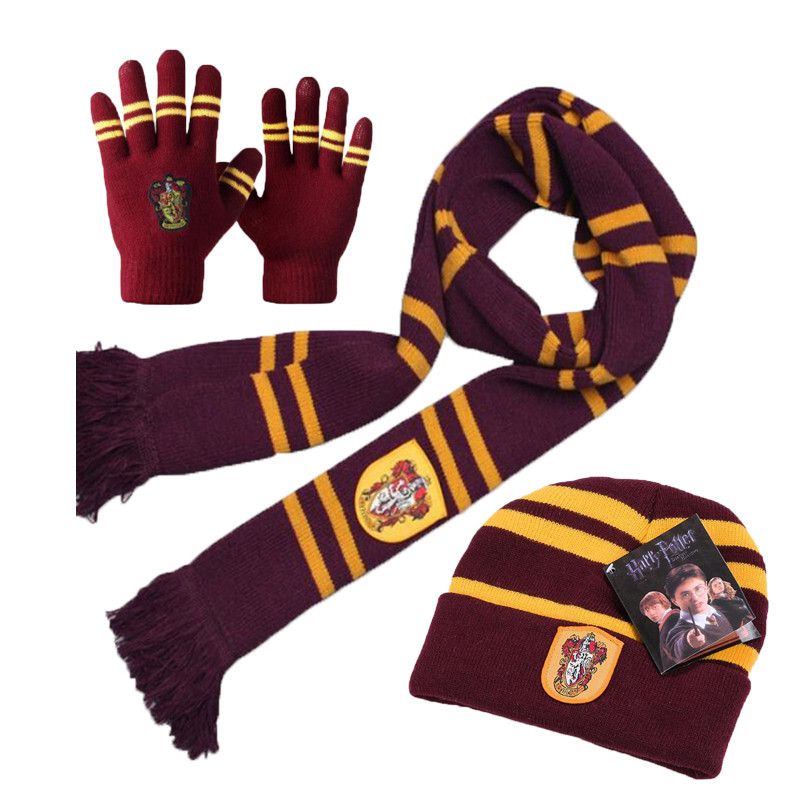 Harry Potter Gryffindor Ravenclaw Slytherin Hufflepuff Scarf Gloves Cap Beanie