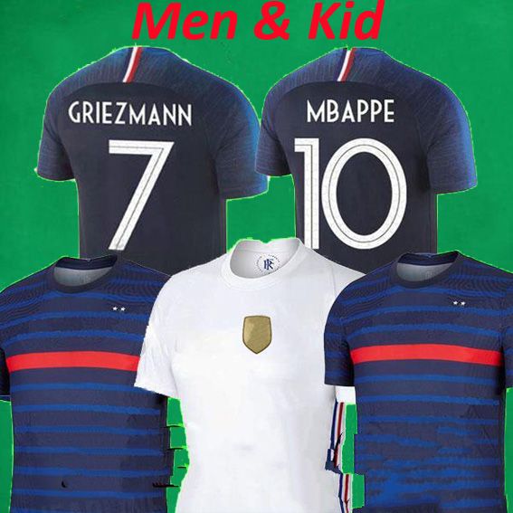 Acheter 20 21 France Soccer Jersey Euro 2021 MBAPPE Griezmann Pogba Football Chemises Femme D ...