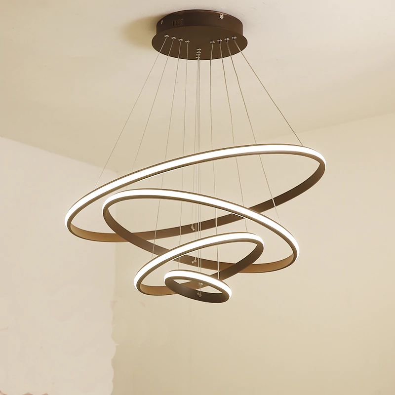 Modern Simple Led Pendant Lights 4 Circle Rings Acrylic Aluminum Modern Simple Led Pendant Lights 4 Circle Rings Acrylic Aluminum Hanging Lamp For Home Office Re Luminiare Lighting Fixtures Light Glass