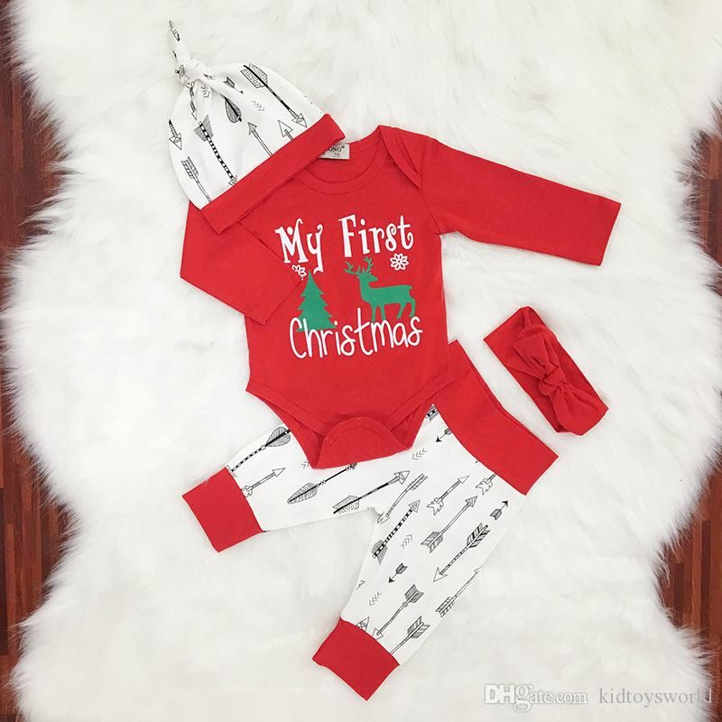 My First Christmas Cute Baby Boys Girls Xmas Red Romper Tops Long My First Christmas Cute Baby Boys Girls Xmas Red Romper Tops Long