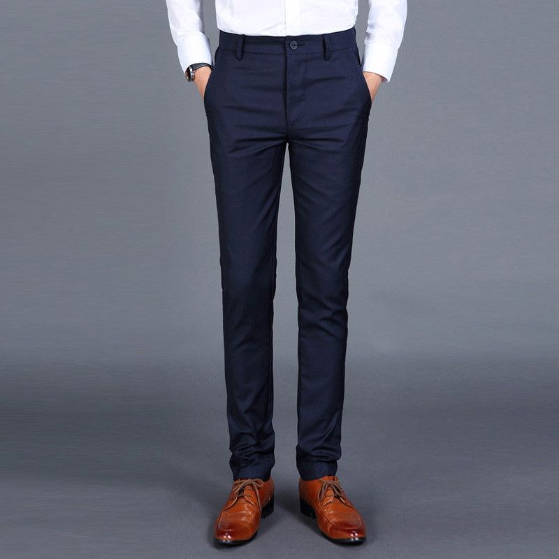 2021 Men'S Trousers Mens Long Grey Suit Pants Slim Business Formal ...