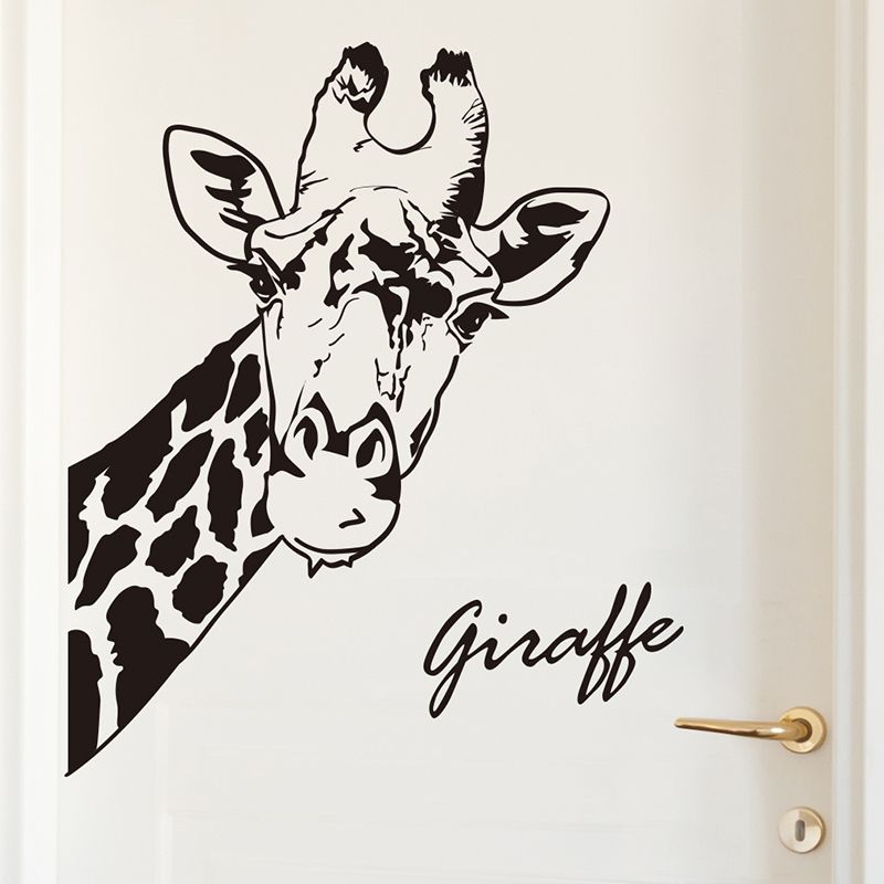 Shijuehezi Black Giraffe Wall Stickers Vinyl Diy Animal Poster For Kids Rooms Sofa Background Decoration Muursticker