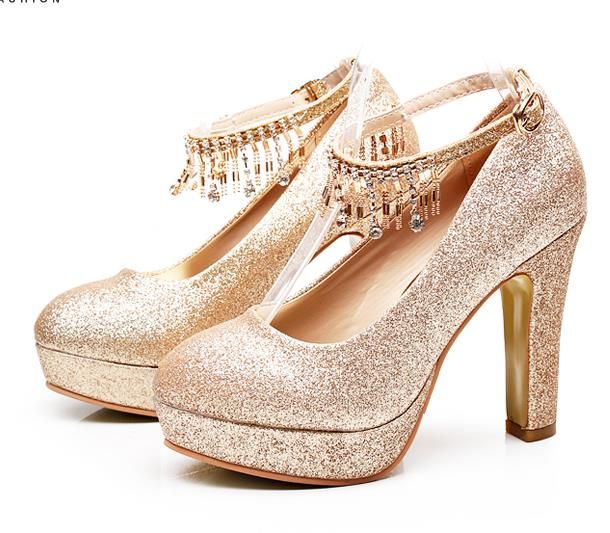 glitter thick heels