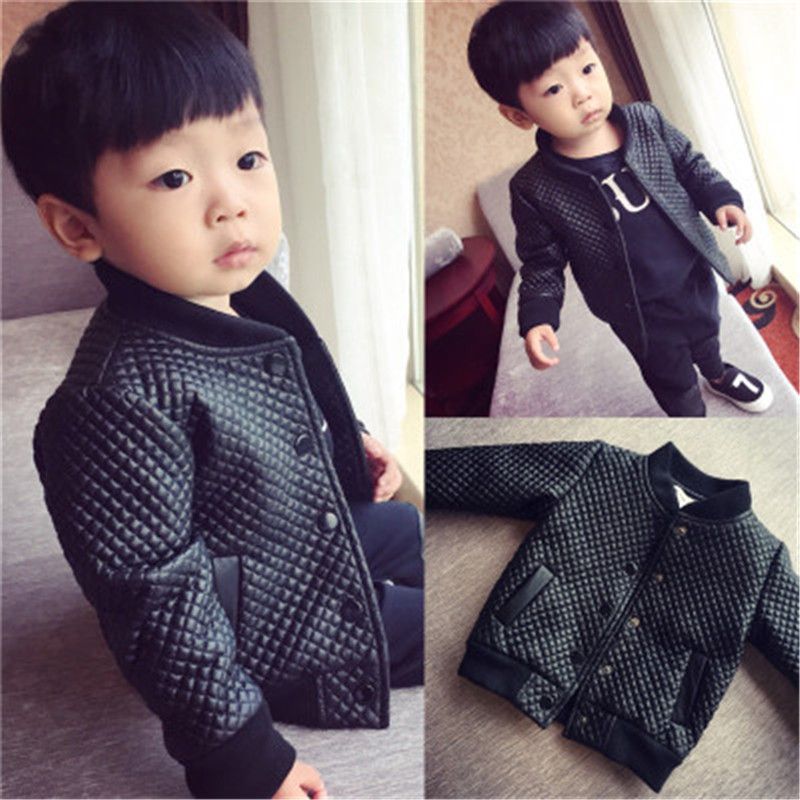 Children Jacket For Baby Boys Outerwear Children Pu Leather Coat Black