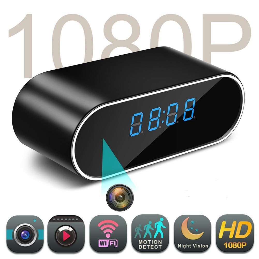 Mini Wifi Clock Camera 1080P HD IP Camera Alarm Setting Table Clock IR