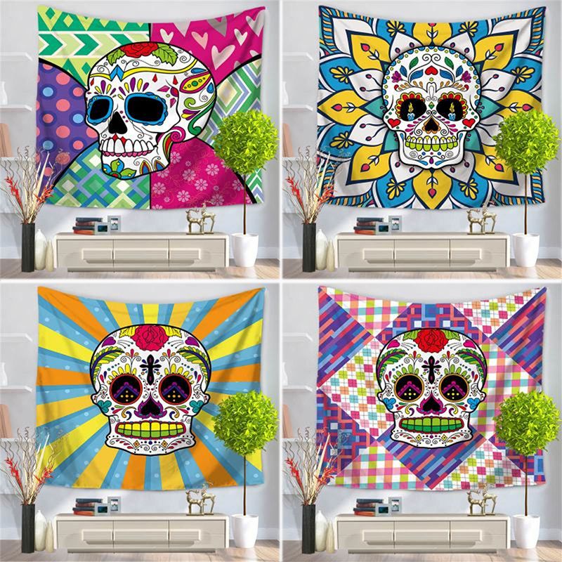 150x130cm Tapestry Mandala Abstract Cartoon Skull Wall Hanging Dorm Decor Home Bedspread Beach Throw Yoga Mat Bath Towel