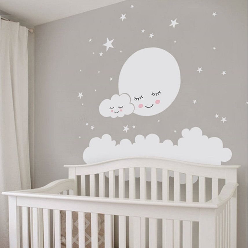 moon clouds and stars wall decal vinyl self-adhesive large