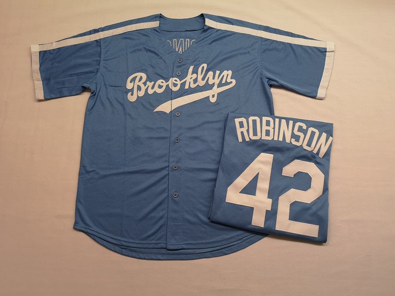 2019 Brooklyn Jersey 42 Jackie Robinson Blue White Baseball Jersey Men