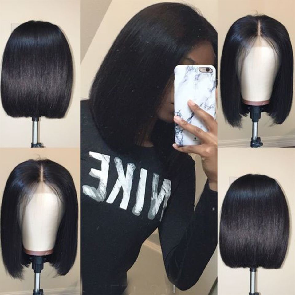 Lace Front Human Hair Wigs For Black Women Brazilian Hair Short