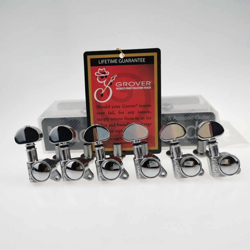 2021 Grover Electric Guitar Machine Heads Tuners Chrome Silver Tuning
