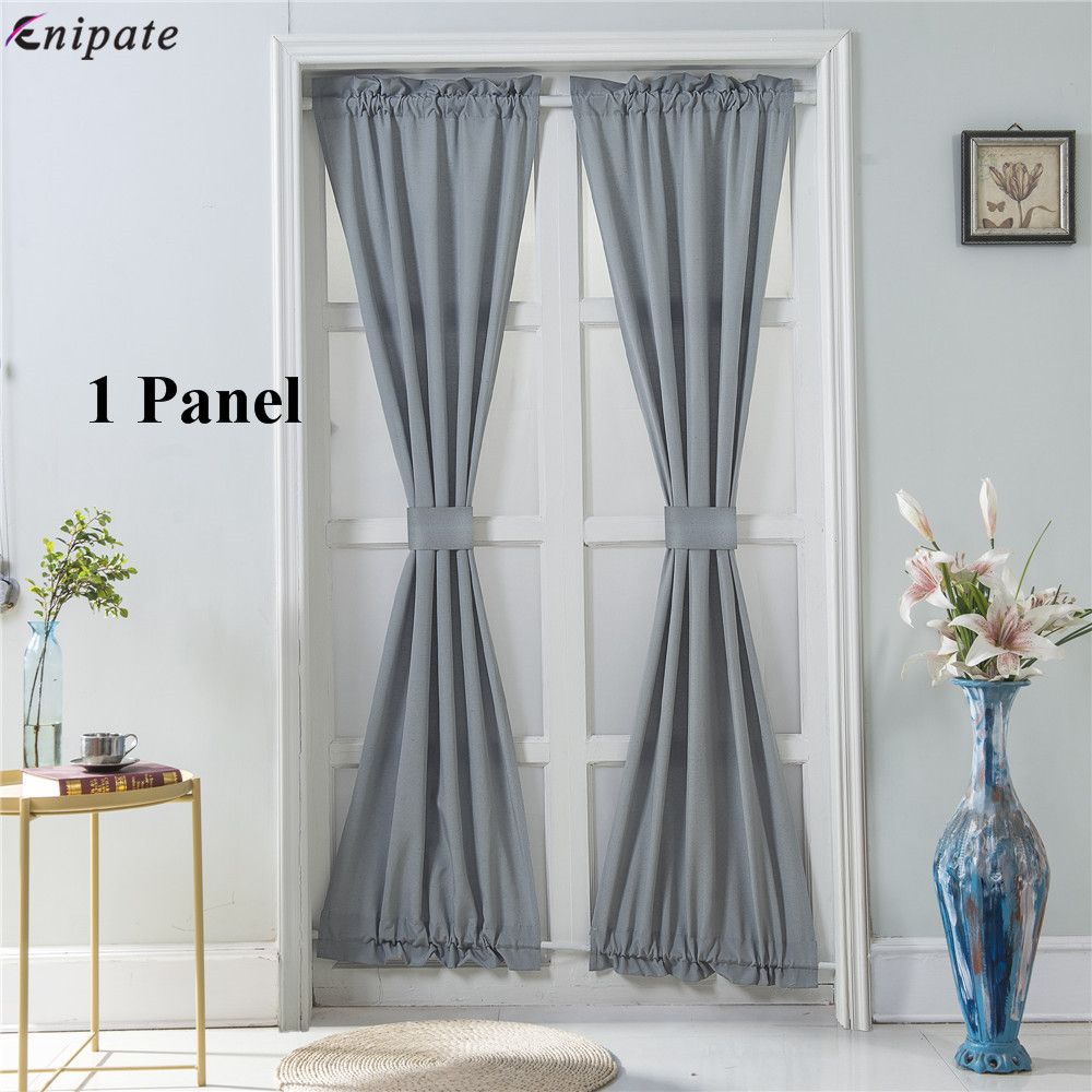 Enipate 1 Panel French Door Curtain Solid Rod Pocket Window Treatment 4 Colors Vintage Elegant Curtains No Rods