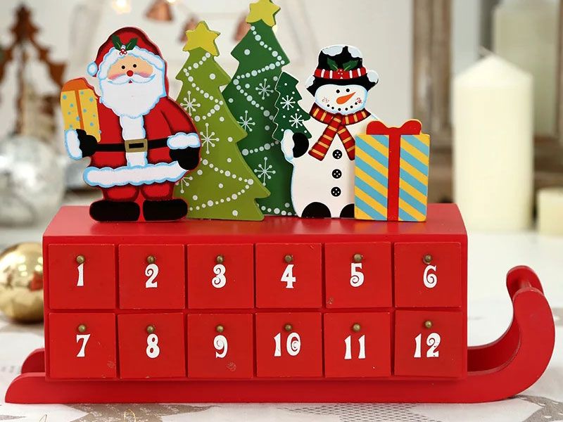 33 9cm Wooden Sleigh Advent Calendar Countdown New 33 9cm Wooden Sleigh Advent Calendar Countdown New Creative Candy Gift Box Surprise Coming Exterior Decorations Family