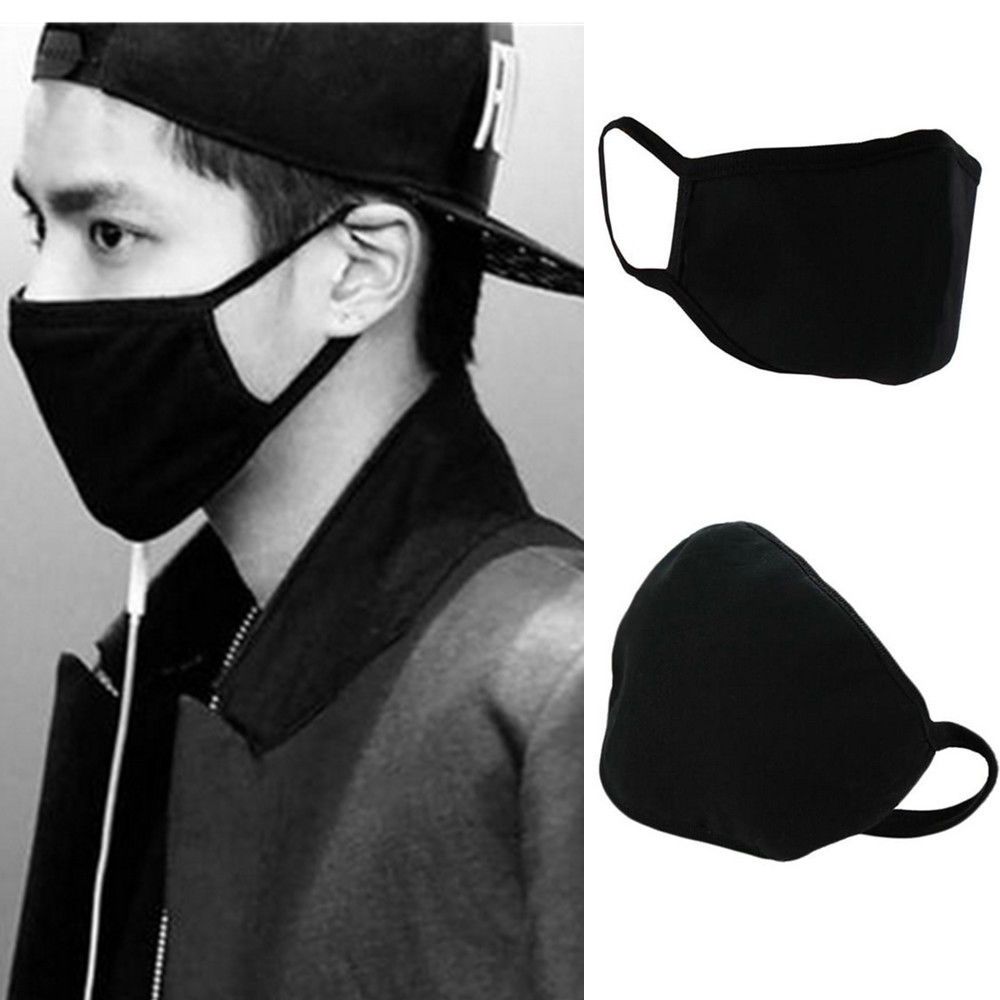Kpop Cotton Black Mask Mouth Face Mask Anti PM2.5 Dust Mouth Masks Fabric Mens Mask For