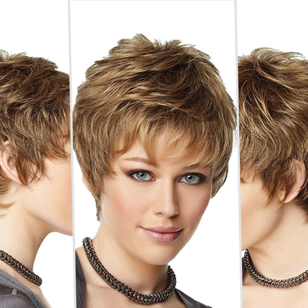 Synthetic Ladies Vogue Ombre Blonde Short Curly Wavy Wig Pixie Bob