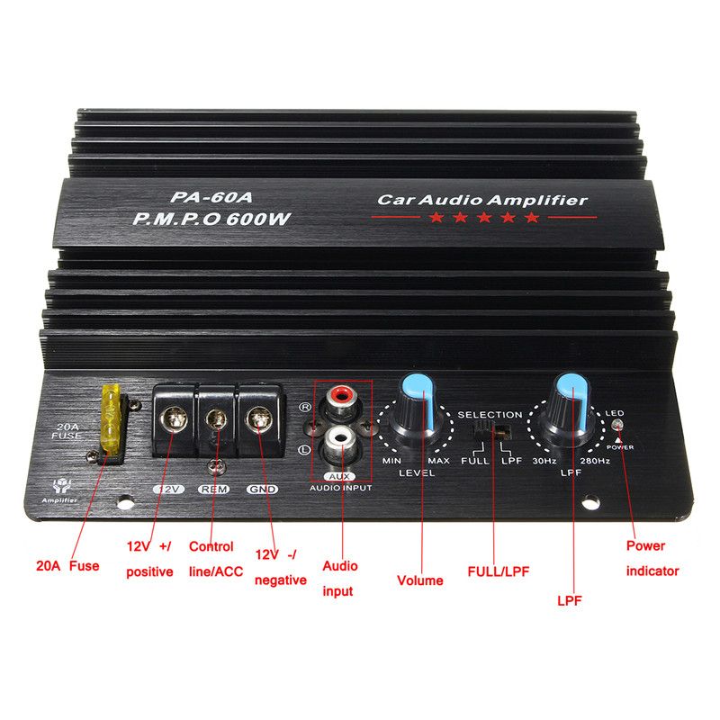 Black 12V 100W Amplifier Board Mono Car Audio Power Amplifier Powerful