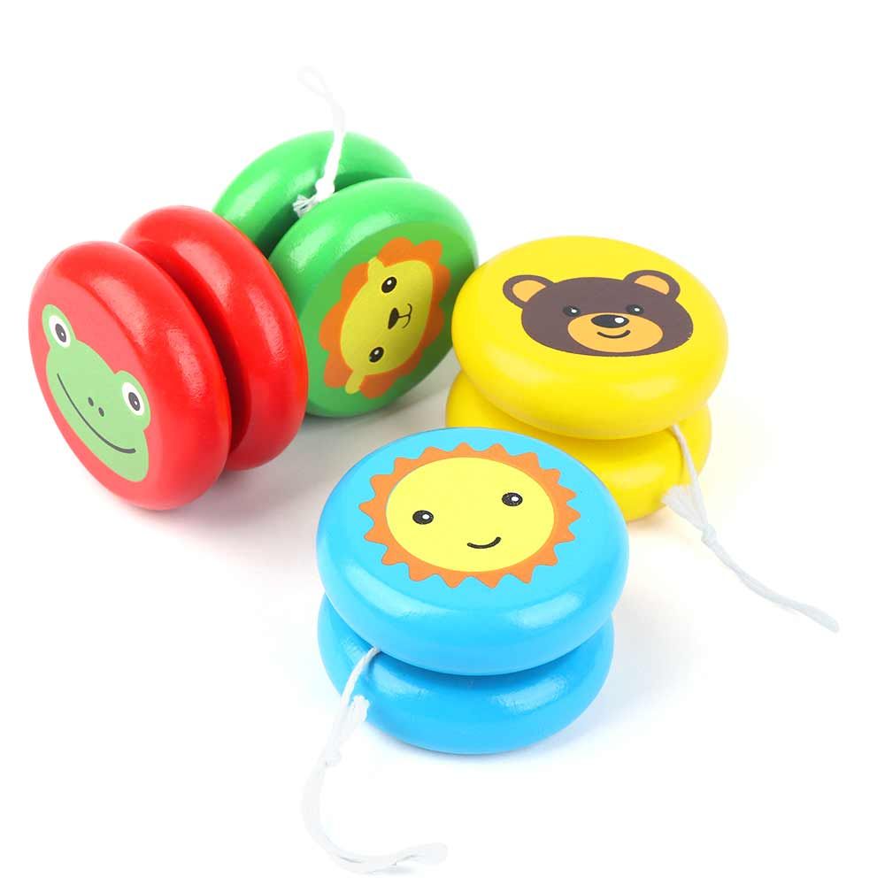 Cute Animal Prints Wooden Yoyo Toys Kids Creative Yo Yo Toys For