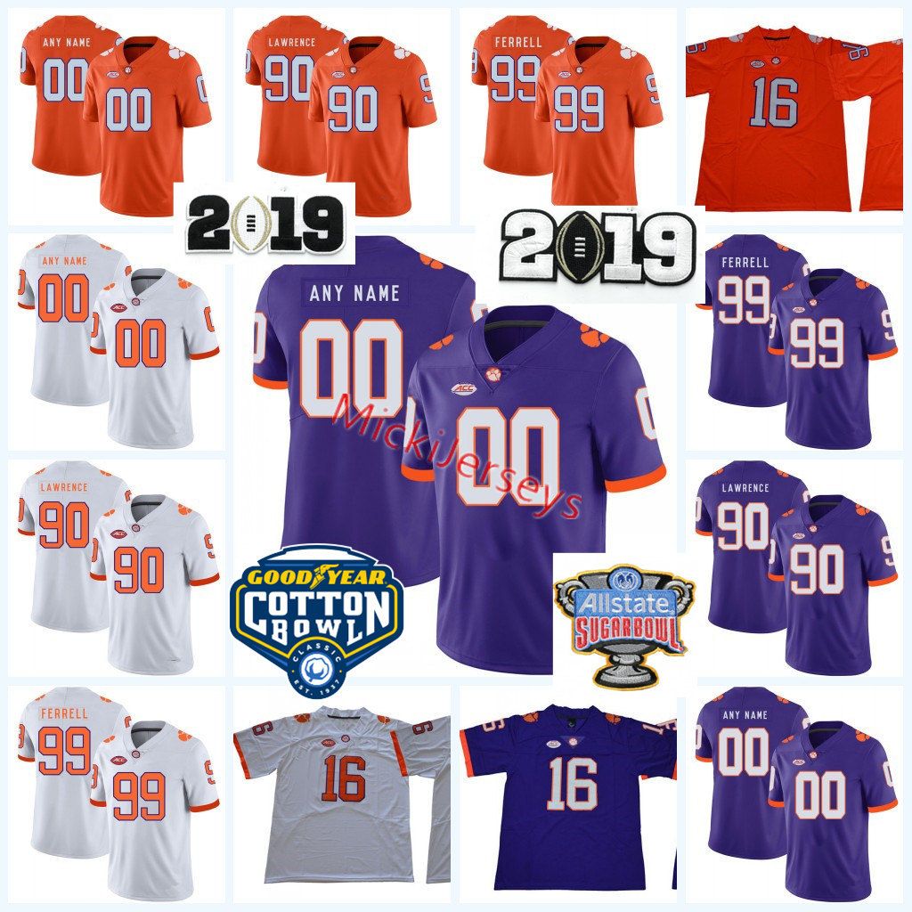Custom Clemson Tigers Football Jersey Dorian Odaniel Mitch Hyatt Greg Huegel Clelin Ferrell Dexter Lawrence Cornell Powell Clemson Jersey