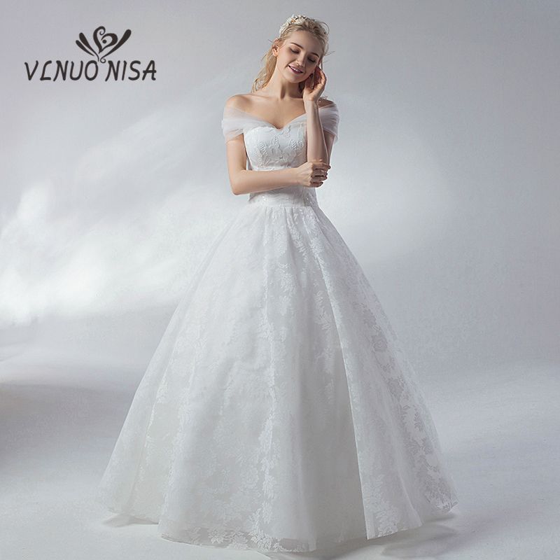 compre sencillo vestido de novia de encaje blanco vlnuo nisa