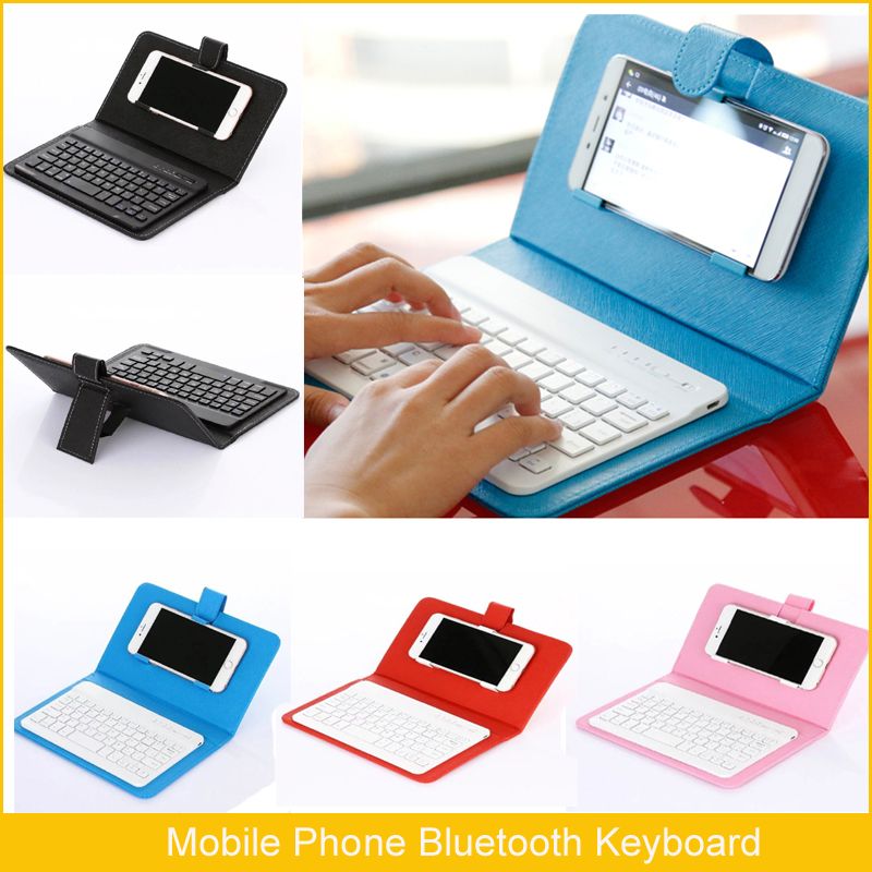 Cell Phone Keyboards Mobile Phone Bluetooth Leather Keyboard For Android Windows IOS System Ip 6 ...
