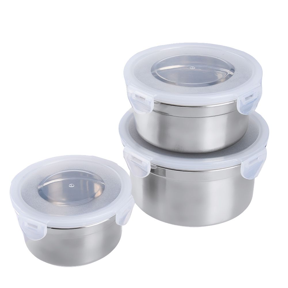 Uarter 3pcs High Quality Stainless Steel Food Containers Leak Proof Storage Box Set Air Tight Lunch With Lids C18112301