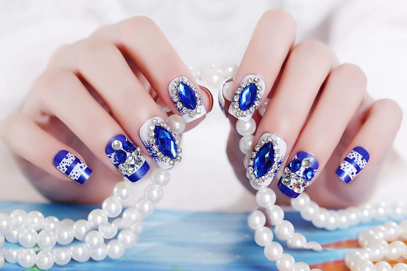 Women S French Bridal Wedding Flowers False Nails Nail Art Design Women S French Bridal Wedding Flowers False Nails Nail Art Design